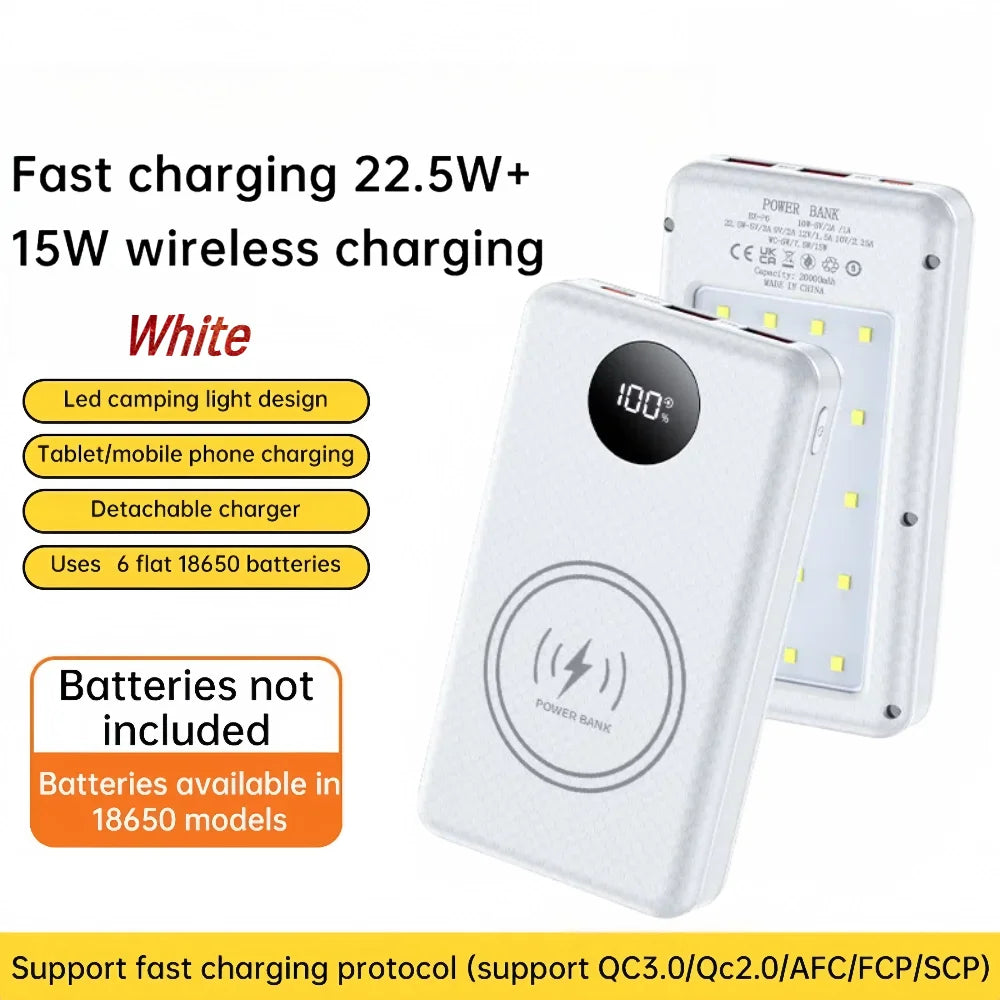 20000mAh Power Bank Case – Fast & Wireless Charging