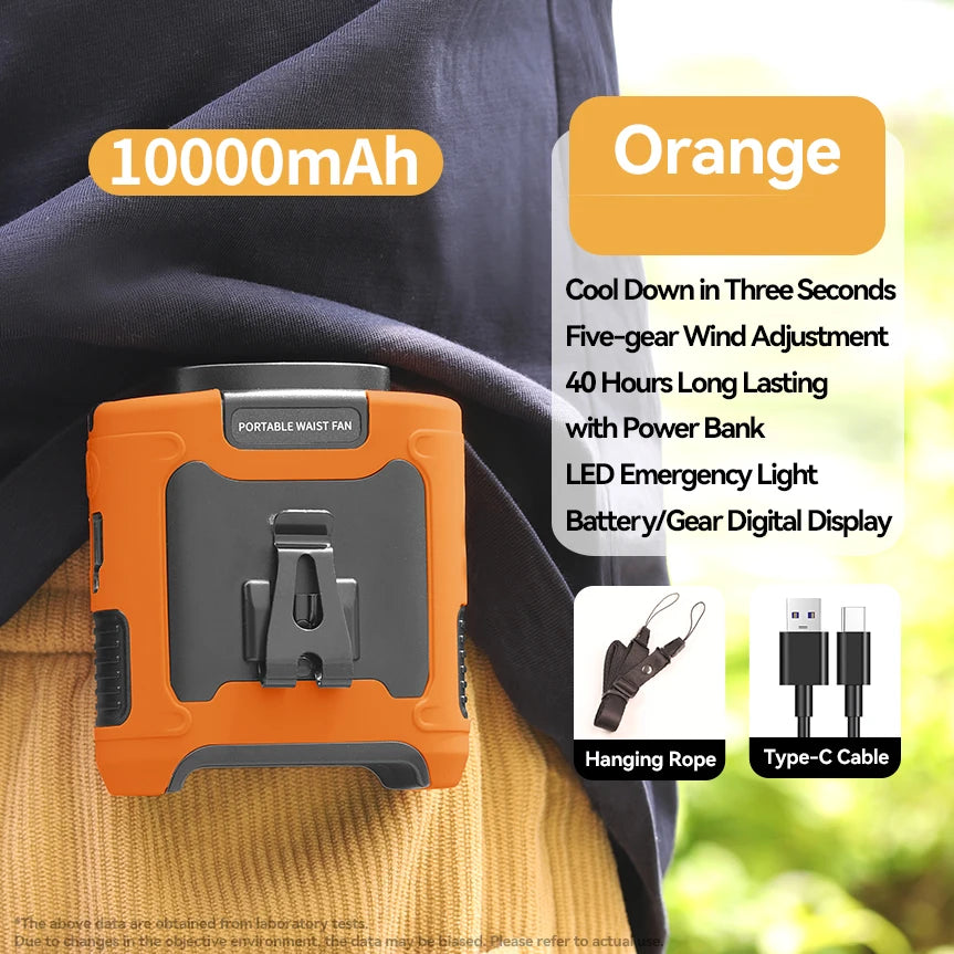 Wearable Neck & Waist Fan – 10000/20000mAh Power Bank