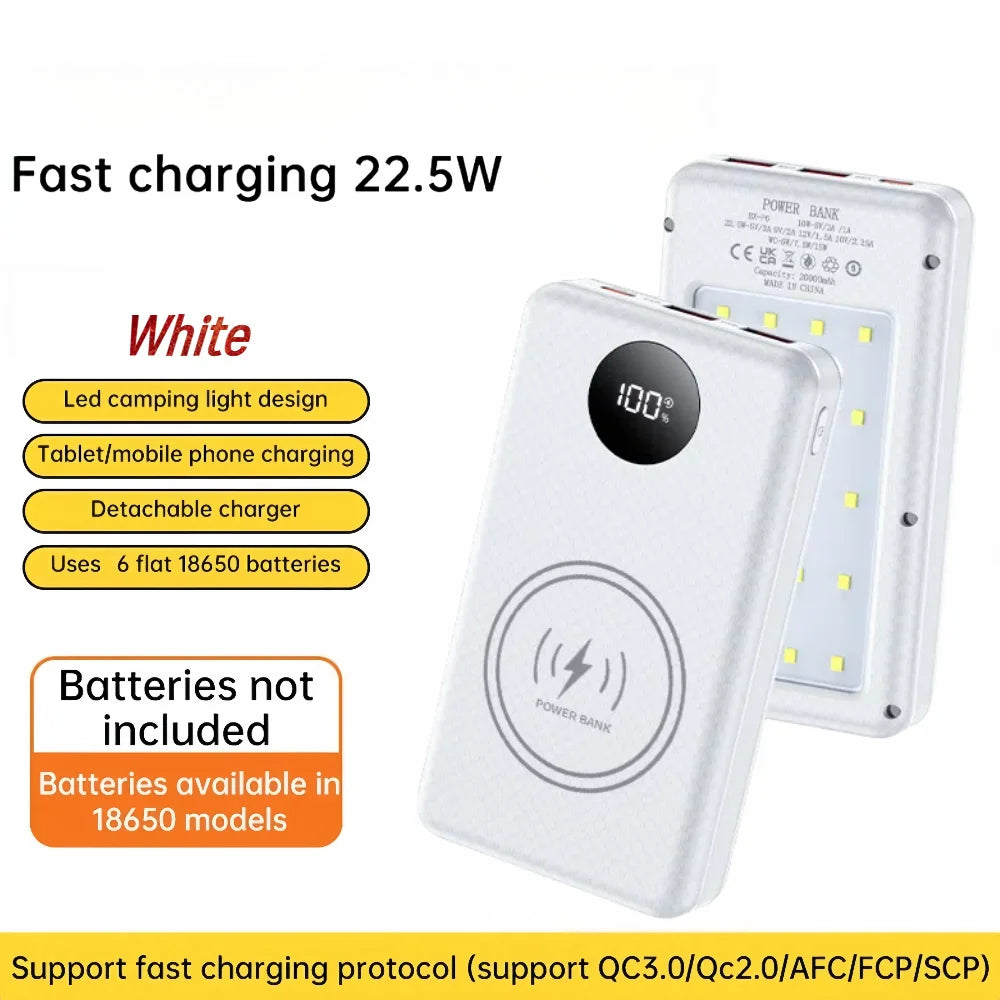 20000mAh Power Bank Case – Fast & Wireless Charging