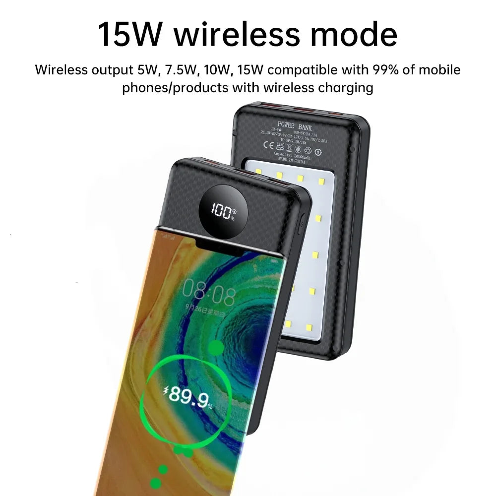 20000mAh Power Bank Case – Fast & Wireless Charging