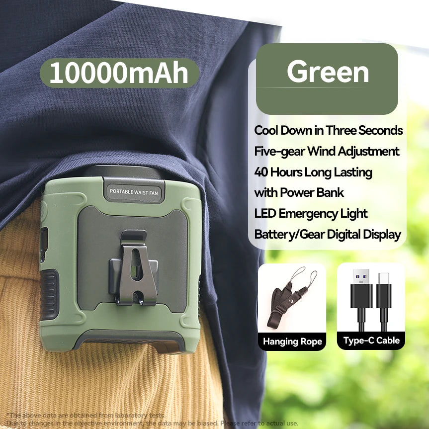 Wearable Neck & Waist Fan – 10000/20000mAh Power Bank
