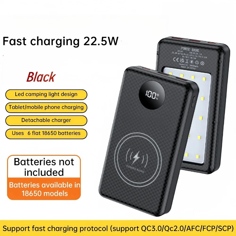 20000mAh Power Bank Case – Fast & Wireless Charging